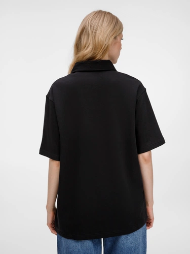 Рубашка поло унисекс Tiimi, черная Рубашка поло унисекс Tiimi, черная