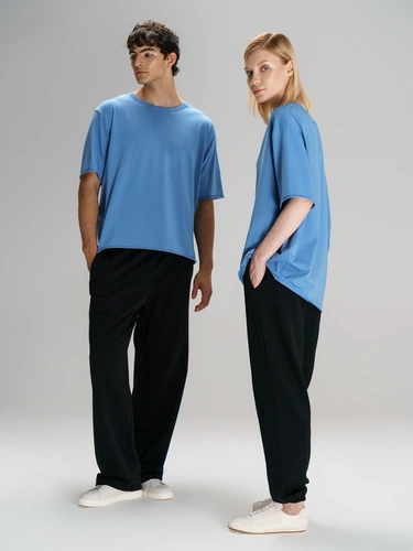 Футболка оверсайз унисекс Vozduh, синяя Футболка оверсайз унисекс Vozduh, синяя