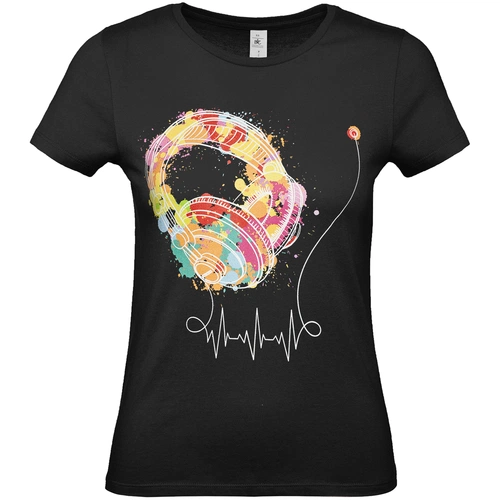 Футболка женская Feel The Beat, черная Футболка женская Feel The Beat, черная