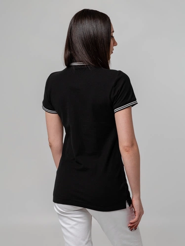 Рубашка поло женская Virma Stripes Lady, черная Рубашка поло женская Virma Stripes Lady, черная