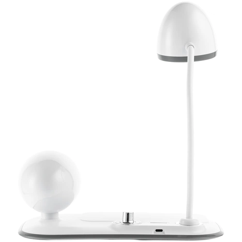 Лампа с колонкой и беспроводной зарядкой Flashback, белая Лампа с колонкой и беспроводной зарядкой Flashback, белая