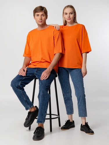 Футболка унисекс оверсайз Street Vibes, оранжевая Футболка унисекс оверсайз Street Vibes, оранжевая