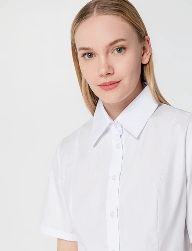 Рубашка женская с коротким рукавом Collar, белая Рубашка женская с коротким рукавом Collar, белая