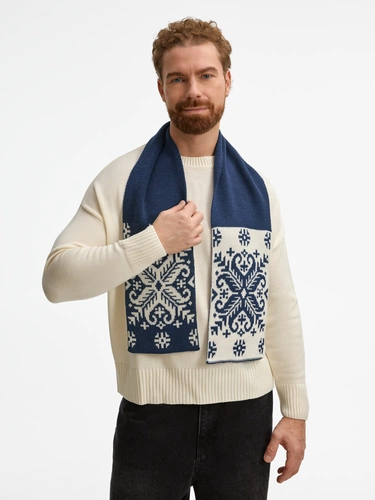 Шарф Wintertude M, синий с белым Шарф Wintertude M, синий с белым