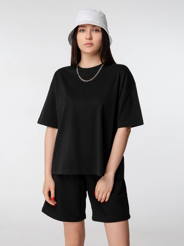 Футболка оверсайз женская Boxy Women, черная Футболка оверсайз женская Boxy Women, черная
