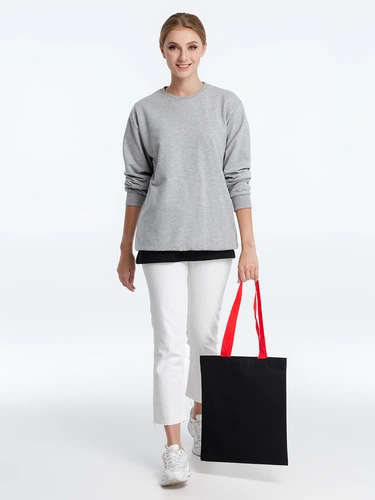 Холщовая сумка BrighTone, черная с красными ручками Холщовая сумка BrighTone, черная с красными ручками