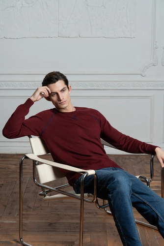 Джемпер Stitch с контрастной отделкой, бордовый с синим Джемпер Stitch с контрастной отделкой, бордовый с синим