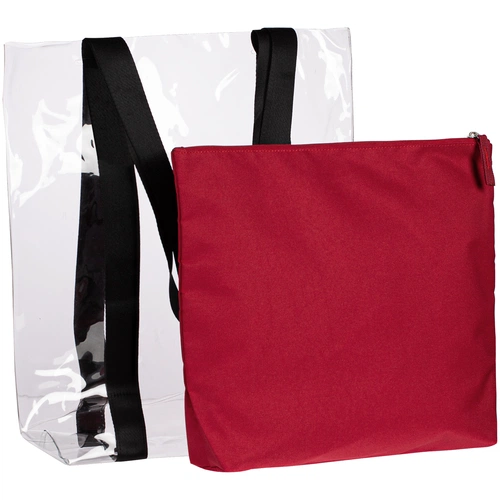 Шопер Clarity с красным органайзером, прозрачный Шопер Clarity с красным органайзером, прозрачный