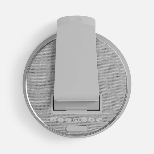 Bluetooth-колонка с беспроводной зарядкой и часами netEnergy, серая Bluetooth-колонка с беспроводной зарядкой и часами netEnergy, серая