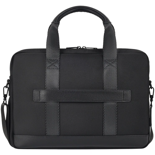 Сумка для ноутбука Santiago с кожаной отделкой, черная Сумка для ноутбука Santiago с кожаной отделкой, черная