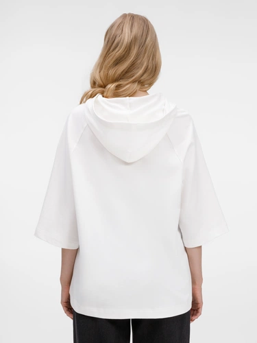 Футболка оверсайз унисекс с капюшоном Neofit, молочно-белая Футболка оверсайз унисекс с капюшоном Neofit, молочно-белая