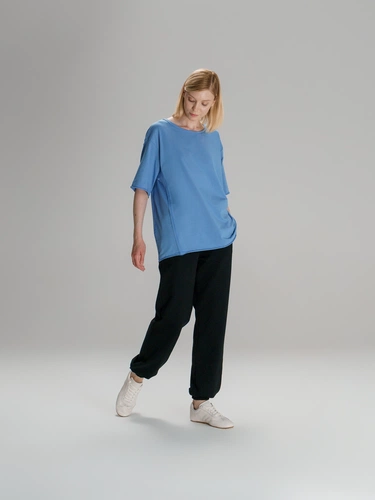 Футболка оверсайз унисекс Vozduh, синяя Футболка оверсайз унисекс Vozduh, синяя