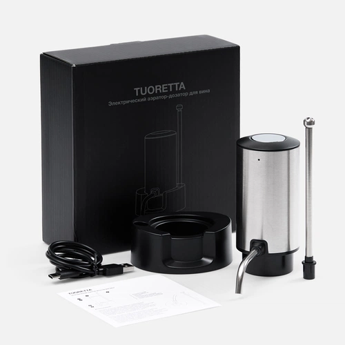 Электрический аэратор-дозатор для вина Tuoretta, серебристый Электрический аэратор-дозатор для вина Tuoretta, серебристый