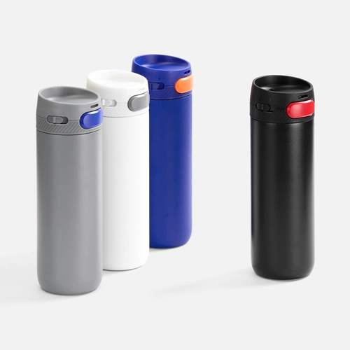 Термостакан X1 с цветной кнопкой, синий с оранжевым Термостакан X1 с цветной кнопкой, синий с оранжевым