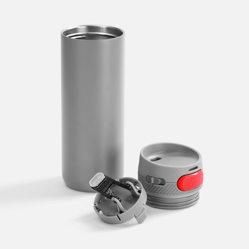 Термостакан X1 с цветной кнопкой, серый с красным Термостакан X1 с цветной кнопкой, серый с красным