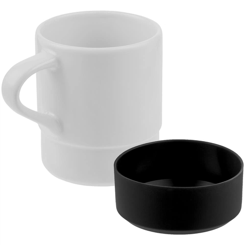 Кружка с силиконовой подставкой Protege, черная Кружка с силиконовой подставкой Protege, черная