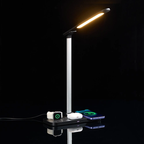 Настольная лампа с беспроводной зарядкой Power Light, черная Настольная лампа с беспроводной зарядкой Power Light, черная