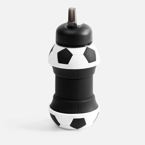 Складная бутылка для воды Football Flex, белая с черным Складная бутылка для воды Football Flex, белая с черным