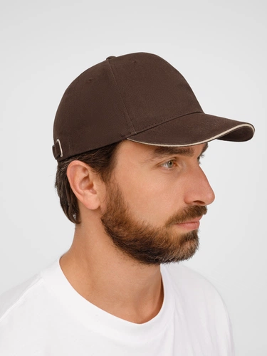 Бейсболка Buffalo, коричневая с бежевым Бейсболка Buffalo, коричневая с бежевым