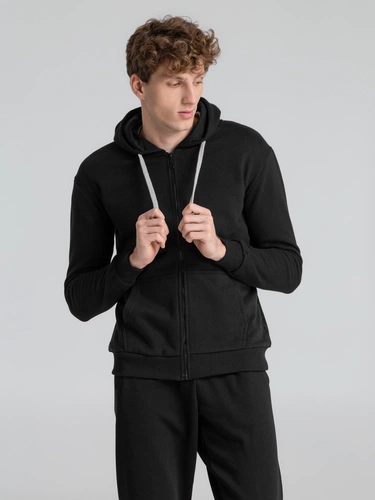 Толстовка на молнии с капюшоном Unit Siverga Heavy, черная Толстовка на молнии с капюшоном Unit Siverga Heavy, черная