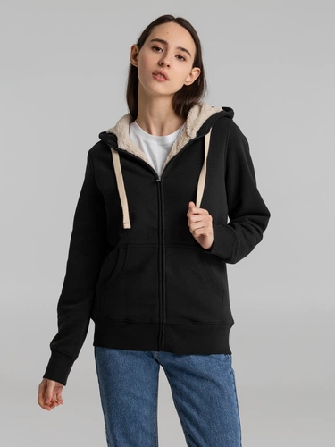 Толстовка унисекс на молнии Sherpa 280, черная Толстовка унисекс на молнии Sherpa 280, черная