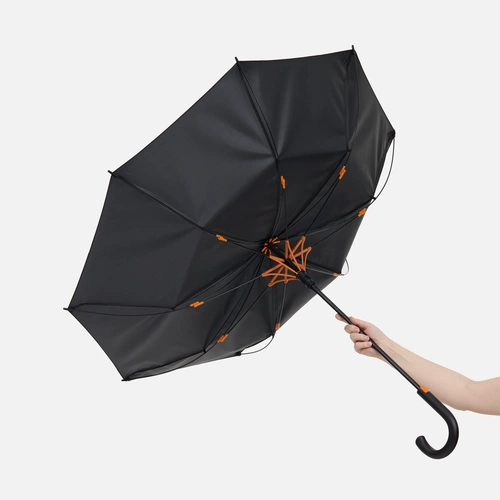 Зонт-трость Hidecolor с цветными спицами, черный с оранжевым Зонт-трость Hidecolor с цветными спицами, черный с оранжевым