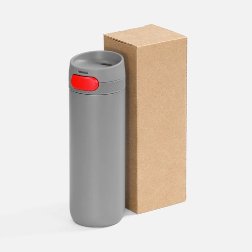 Термостакан X1 с цветной кнопкой, серый с красным Термостакан X1 с цветной кнопкой, серый с красным