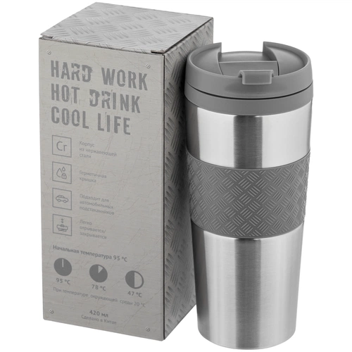 Термостакан Hard Work, вакуумный, серебристый Термостакан Hard Work, вакуумный, серебристый