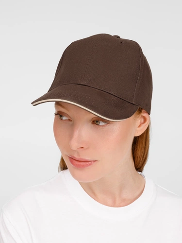 Бейсболка Buffalo, коричневая с бежевым Бейсболка Buffalo, коричневая с бежевым