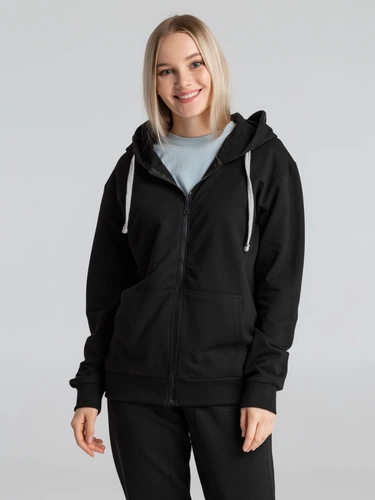 Толстовка на молнии с капюшоном Unit Siverga, черная Толстовка на молнии с капюшоном Unit Siverga, черная