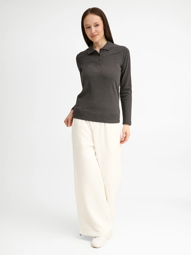 Рубашка поло женская с длинным рукавом Perfect LSL Women, черный меланж Рубашка поло женская с длинным рукавом Perfect LSL Women, черный меланж