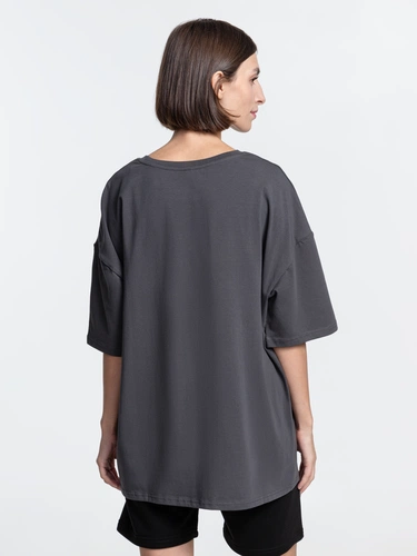 Футболка унисекс оверсайз Crosstown, темно-серая Футболка унисекс оверсайз Crosstown, темно-серая