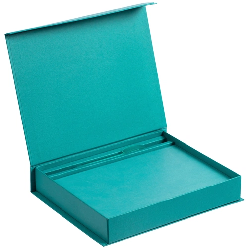 Коробка Duo под ежедневник и ручку, бирюзовая Коробка Duo под ежедневник и ручку, бирюзовая