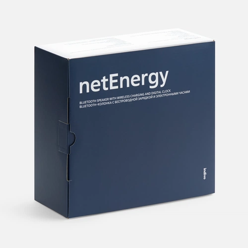 Bluetooth-колонка с беспроводной зарядкой и часами netEnergy, серая Bluetooth-колонка с беспроводной зарядкой и часами netEnergy, серая