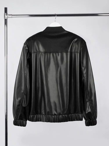 Бомбер из искусственной кожи Univer, черный Бомбер из искусственной кожи Univer, черный