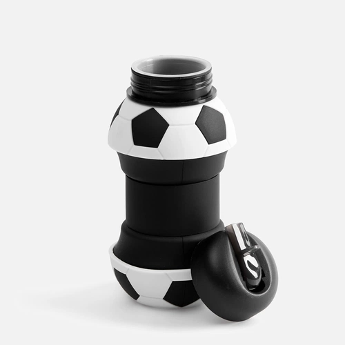 Складная бутылка для воды Football Flex, белая с черным Складная бутылка для воды Football Flex, белая с черным
