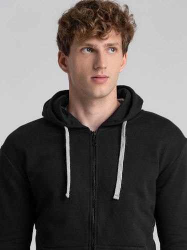 Толстовка на молнии с капюшоном Unit Siverga Heavy, черная Толстовка на молнии с капюшоном Unit Siverga Heavy, черная