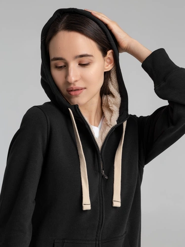 Толстовка унисекс на молнии Sherpa 280, черная Толстовка унисекс на молнии Sherpa 280, черная