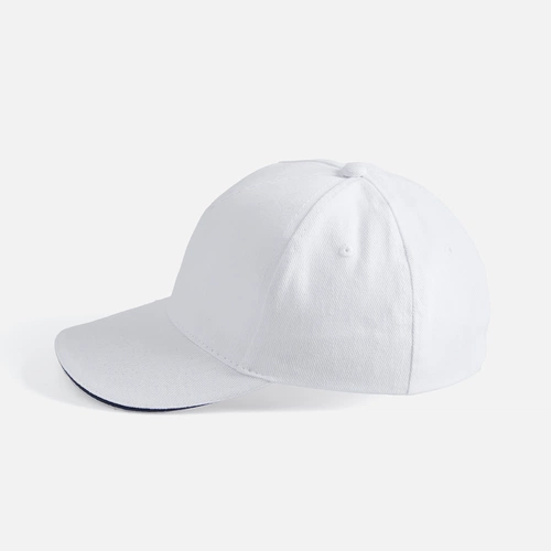 Бейсболка Long Beach, белая с темно-синим Бейсболка Long Beach, белая с темно-синим