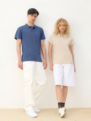 Рубашка поло унисекс Pulse, синяя (джинс) Рубашка поло унисекс Pulse, синяя (джинс)