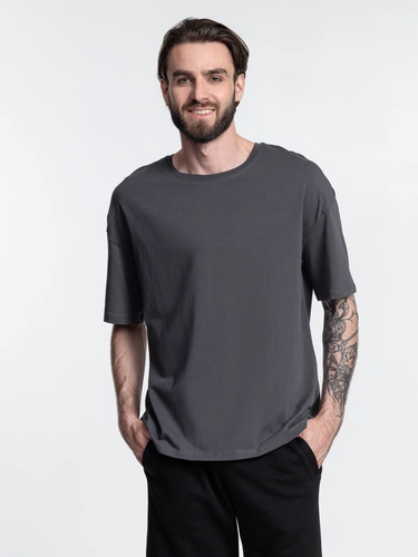 Футболка унисекс оверсайз Crosstown, темно-серая Футболка унисекс оверсайз Crosstown, темно-серая