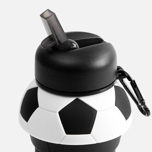 Складная бутылка для воды Football Flex, белая с черным Складная бутылка для воды Football Flex, белая с черным