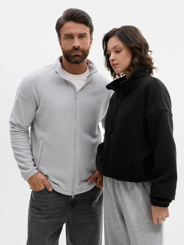 Куртка флисовая унисекс Nebo, светло-серая Куртка флисовая унисекс Nebo, светло-серая