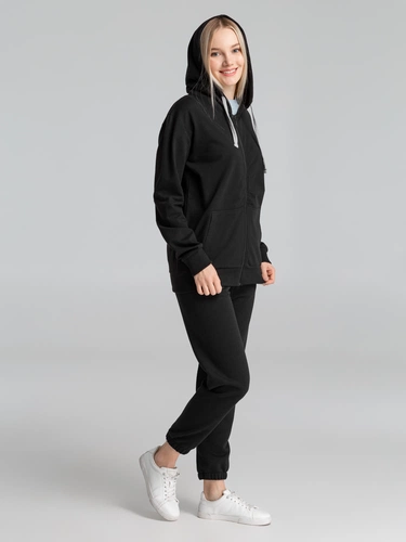 Толстовка на молнии с капюшоном Unit Siverga, черная Толстовка на молнии с капюшоном Unit Siverga, черная