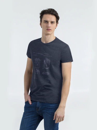 Футболка приталенная Old Patents. Lighter, синий меланж Футболка приталенная Old Patents. Lighter, синий меланж