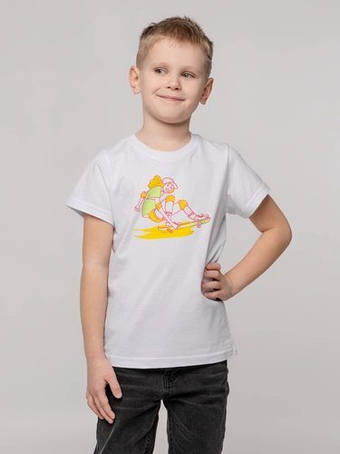 Футболка детская Skateboard, белая Футболка детская Skateboard, белая
