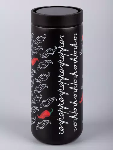 Термостакан Waterford, черный с круговой УФ-печатью с лаком Термостакан Waterford, черный с круговой УФ-печатью с лаком