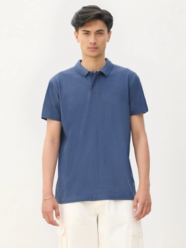 Рубашка поло унисекс Pulse, синяя (джинс) Рубашка поло унисекс Pulse, синяя (джинс)