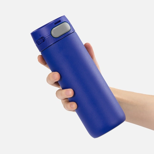 Термостакан X1 с цветной кнопкой, синий с серым Термостакан X1 с цветной кнопкой, синий с серым