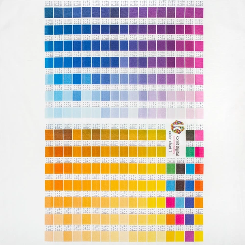 Футболка T-bolka 160 c DTG-печатью Kornit Color chart 3, белая Футболка T-bolka 160 c DTG-печатью Kornit Color chart 3, белая
